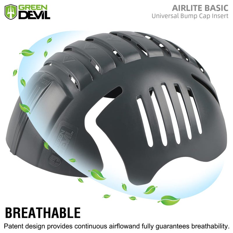 GREEN DEVIL قبعة صدمات عالمية من جرين ديفيل لقبعات البيسبول مزودة بفتحات تهوية خفيفة الوزن للسلامة، قبعة صدمات للرجال والنساء، عبوة واحدة باللون الرمادي - Image 2